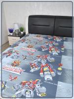 Детская простыня Ивановская бязь Робот серый