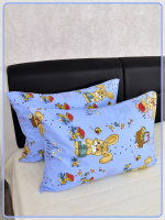 Детские наволочки Ивановская бязь Зайчики с корзинкой вид 2 голубой 2 шт.